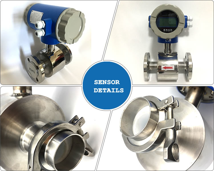 3A Sanitary Magnetic Hygienic Electromagnetic Flow Meter For Milk Beer Beverage Food Industry