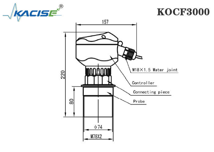 KOCF3000 আল্ট্রাসোনিক ওপেন চ্যানেল ফ্লোমিটার 0.5% পরিমাপের নির্ভুলতা এবং যোগাযোগহীন পরিমাপের জন্য MODBUS প্রোটোকল যোগাযোগ